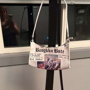 Stylish Newspaper Print Shoulder Bag